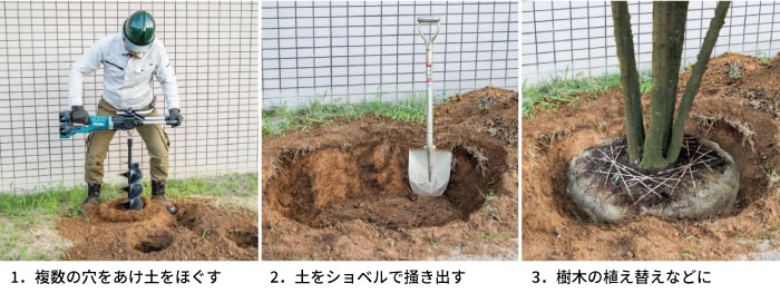 マキタ】地面への各種穴あけ作業をらくらくこなす!充電式アース マキタ】地面への各種穴あけ作業をらくらくこなす!充電式アース